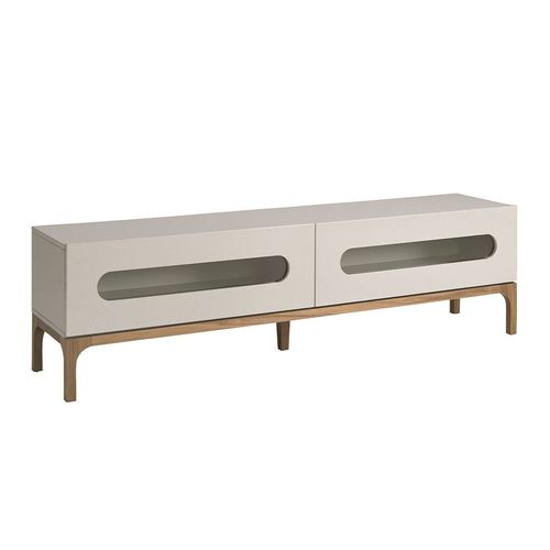 Meuble Tv En Bois Gris Et Noyer Avec Éclairage Intérieur
