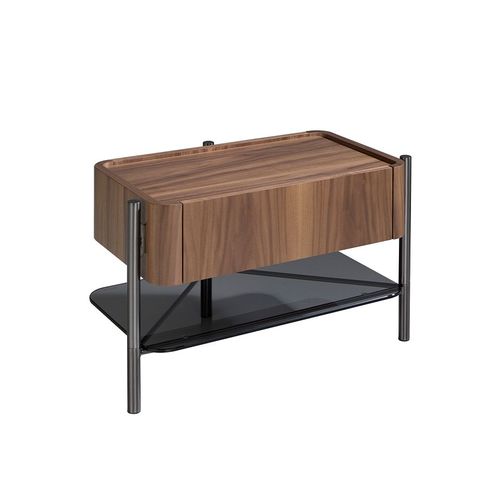 Table De Chevet En Bois Plaqué Noyer