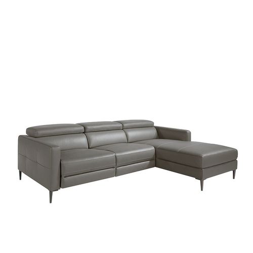Canapé D'angle Relax Droite En Cuir Gris Foncé