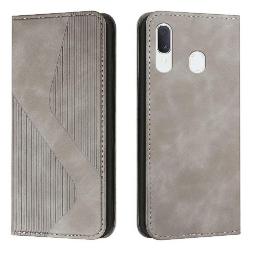 Étui Pour Samsung Galaxy A20e Cuir Pu Magnétique Titulaire De Fentes Pour Cartes Folio Flip Portefeuille Portefeuille, - Gris