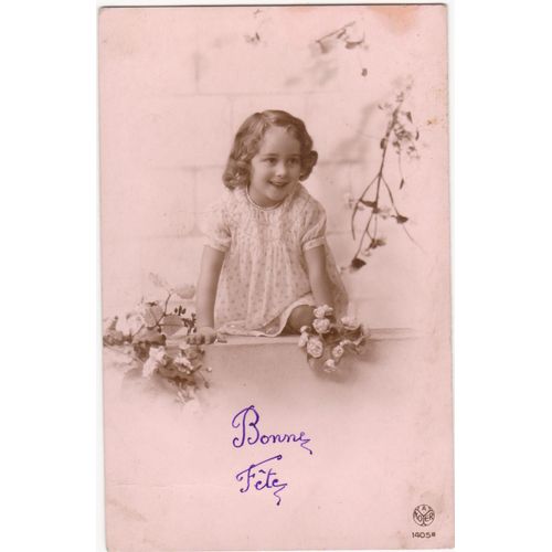 Cpa - 1405b A.Noyer - "Bonne Fête" - Petite Fille Et Bouquet De Fleurs - (Timbrée, Oblitérée Et Circulée Le 2 Février 1910)