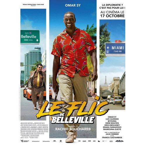 Le Flic De Belleville - Affiche Originale De Cinéma - Format 120x160 Cm - Un Film De Rachid Bouchareb Avec Omar Sy, Luis Guzmán, Franck Gastambide, Julie Ferrier, Biyouna - Année 2018