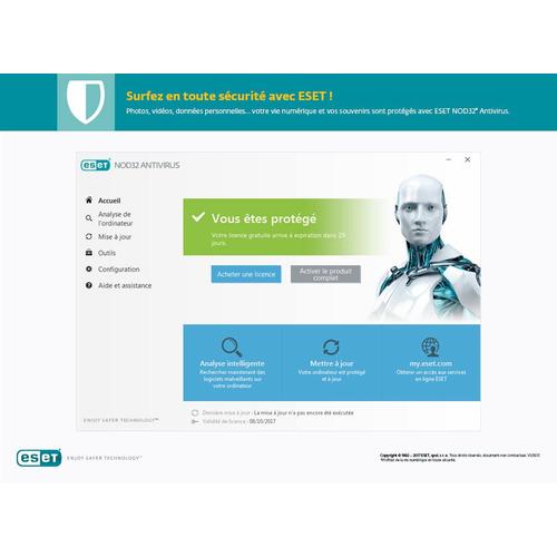 Eset Nod32 Antivirus - Edition 2020 - Abonnement 1 An - 1 Poste - Logiciel En Téléchargement - Pc