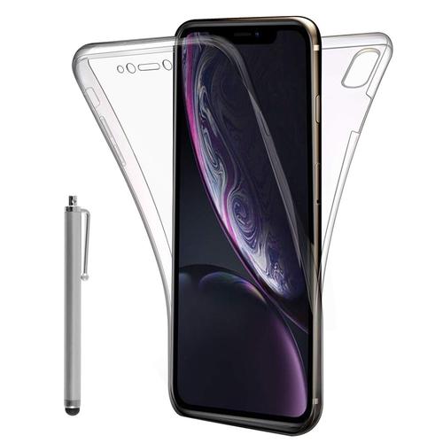 Coque Avant Et Arrière Silicone Pour Apple Iphone Xr (2018) 6.1" 360° Protection Intégrale - Transparent + Stylet