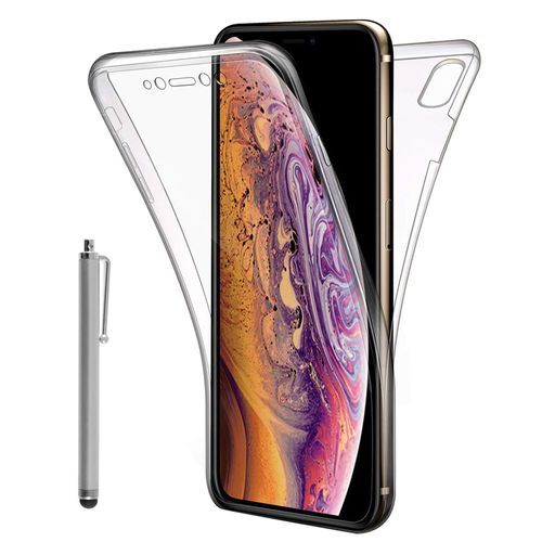 Coque Avant Et Arrière Silicone Pour Apple Iphone Xs Max (2018) 6.5" 360° Protection Intégrale - Transparent + Stylet