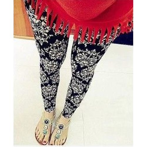Legging Noir Imprimé Baroque T S