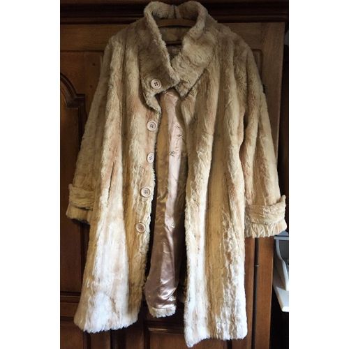 manteau fausse fourrure beige