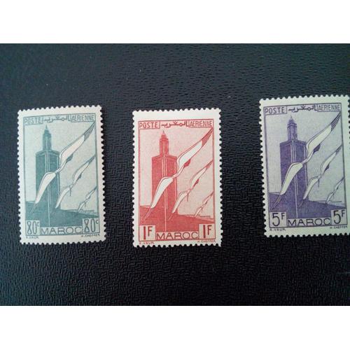 Timbre Maroc Yt Pa 43 - 44 - 48 Cigognes Et Minaret 1939