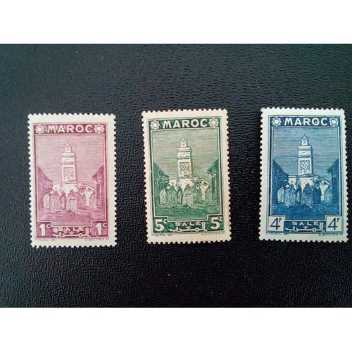 Timbre Maroc Yt 163 - 166 - 194 Mosque Salé 1939/1942