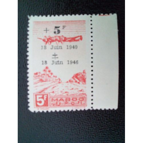 Timbre Maroc Yt Pa 58 6ème Anniv. L'appel Du 18 Juin 1946