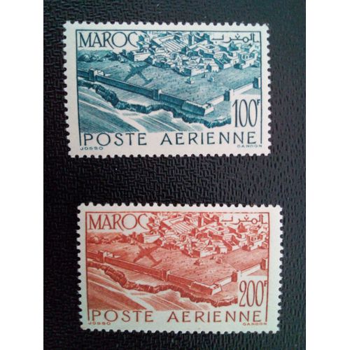 Timbre Maroc Yt Pa 63 - 64 Avion Au-Dessus Des Villes 1947