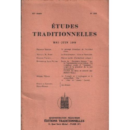 Etudes Traditionnelles N° 395 / Mai Juin 1966