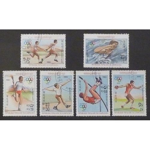 Cambodge Oblitéré Y Et T N° 362 À 367 Lot De 6 Timbres De 1983 J O De Los Angeles
