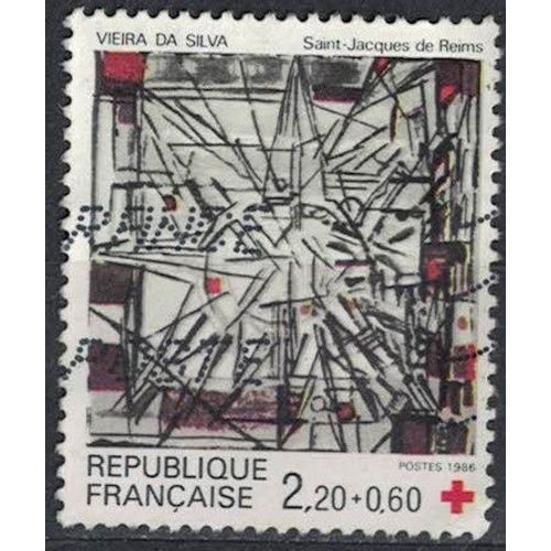 France 1986 Oblitéré Used Vitrail De Vieira Da Silva Église Saint Jacques De Reims Y&t 2449