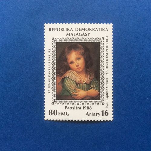 Madagascar - La Femme Dans La Peinture - Jean-Baptiste Greuze - Portrait D'une Petite Fille (Y & T 901)