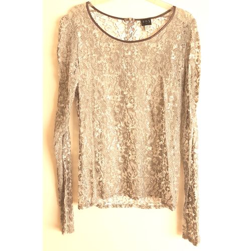 Blouse Grise Dentelle Manche Longue