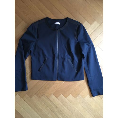 Veste Forme Blouson Droit Promod Taille 40 Bleu Et Noir