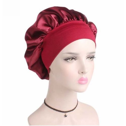 Bonnet De Nuit Rouge Soie Protection Cheveux Satin Élastique Evite La Chute De Cheveux