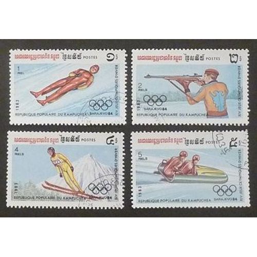 Cambodge Oblitéré Y Et T N° 407 À 410 Lot De 4 Timbres De 1983 J O Sarajevo