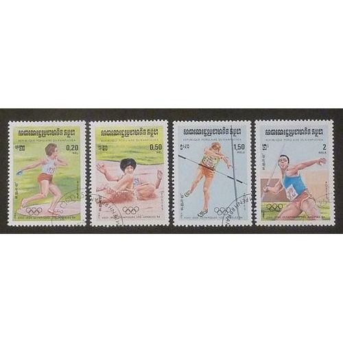 Cambodge Oblitéré Y Et T N° 442 À 447 Lot De 4 Timbres De 1984 J O Los Angeles