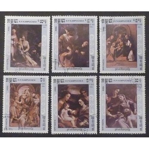 Cambodge Oblitéré Y Et T N° 512 À 517 Lot De 6 Timbres De 1984 Tableaux Le Corrège