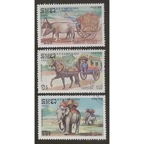 Cambodge Oblitéré Y Et T N° 519-520-521 Lot De 3 Timbres De 1985 Fête Nat. Série Complète