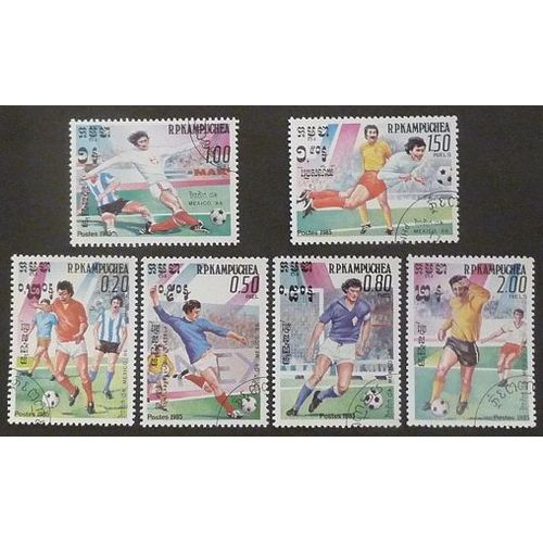 Cambodge Oblitéré Y Et T N° 522 À 527 Lot De 6 Timbres De 1985 Coupe Du Monde Foot