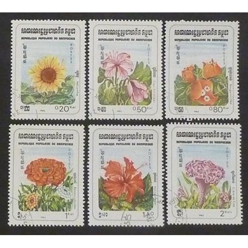 Cambodge Oblitéré Y Et T N° 419 À 424 Lot De 6 Timbres De 1983 Fleurs