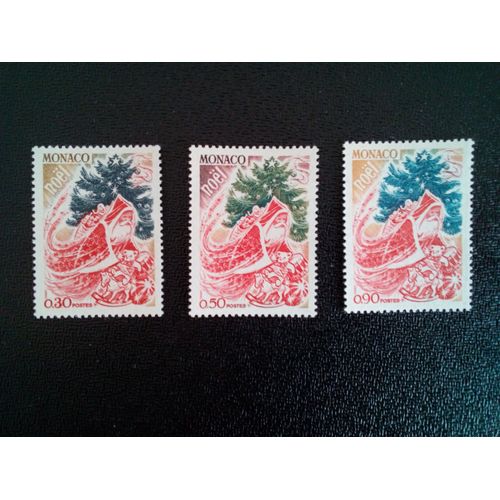 Timbre Monaco Yt 871 À 873 Séries: Noel 1972