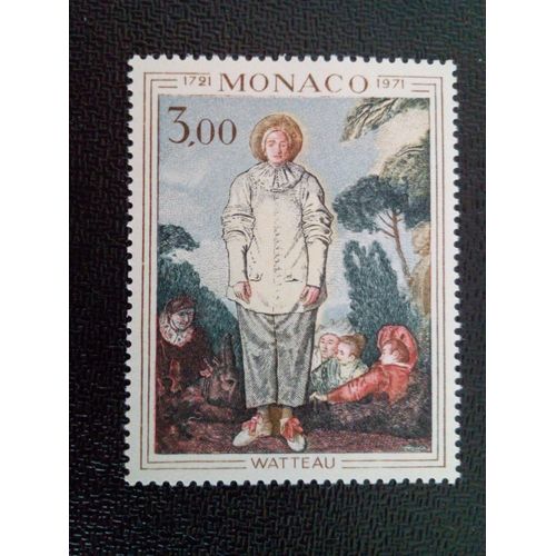 Timbre Monaco Yt 878 'les Gilles' De Jean-Antoine Watteau (1684-1721) 1972