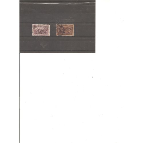 2 Timbres Obliteres 1893 4e Centenaire De La Decouverte De L'amerique Christophe Colomb Yt 82 85