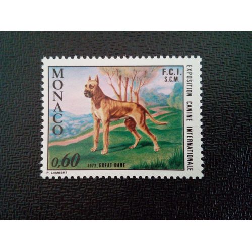 Timbre Monaco Yt 880 Dogue Allemand (Canis Lupus Familiaris) 1972