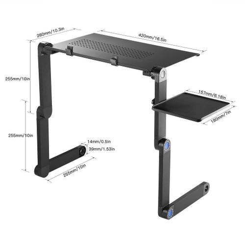 Table pliable en alliage aluminium - Table de lit compacte et