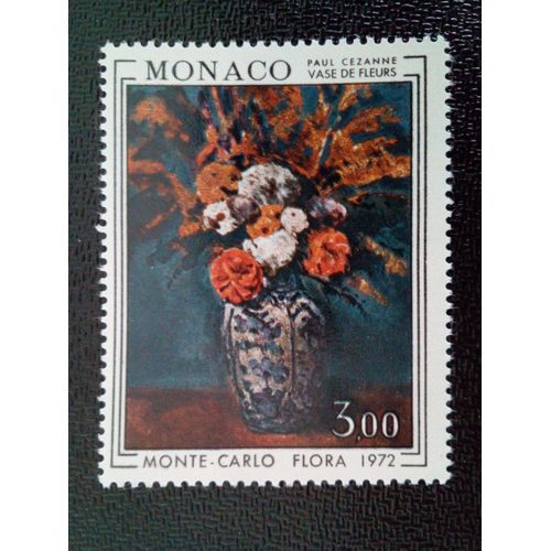 Timbre Monaco Yt 886 Dahlias Dans Un Vase De Delft; Peinture De Paul Cézanne 1972