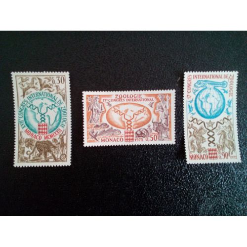 Timbre Monaco Yt 894 À 896 Séries: 17ème Congrès International De Zoologie 1972
