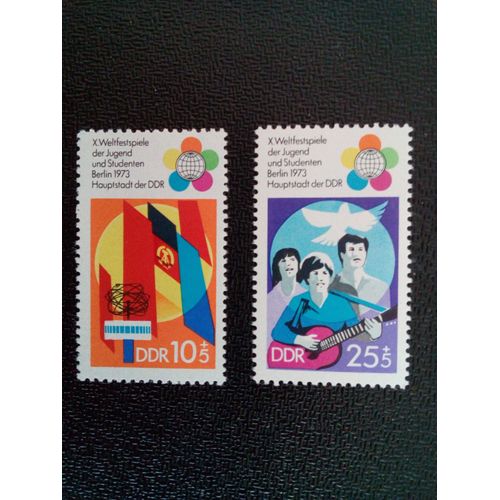 Timbre Allemagne Rda  Ddr Yt 1527 - 1528 Séries: Festival Mondial De La Jeunesse Et Des Étudiants, Berlin 1973