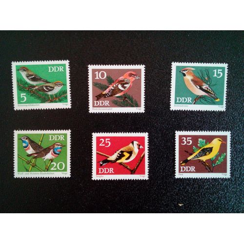 Timbre Allemagne Rda Ddr Yt 1531 À 1536 Oiseaux Chanteurs Protégés 1973