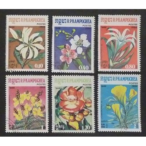 Cambodge Oblitéré Y Et T N° 477 À 482 Lot De 6 Timbres De 1984 Fleurs