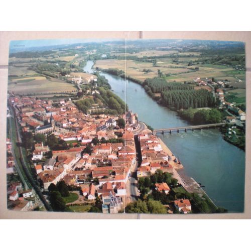 Recto Vue Aérienne En Couleur De Peyrehorade (40) - Verso Vue Aérienne En Noir Et Blanc De Bayonne (64)