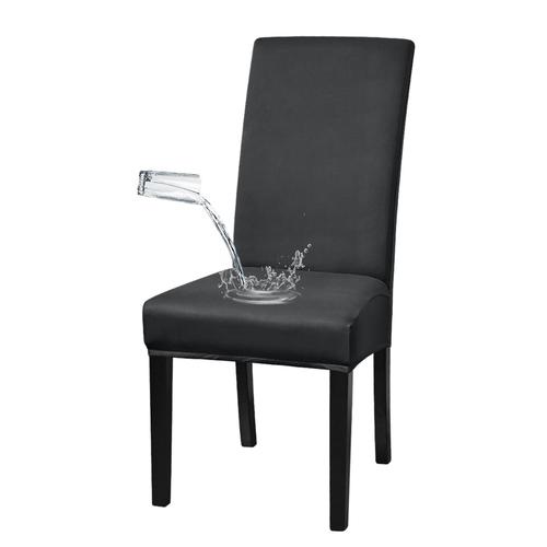 Housse de chaise imperméable gris foncé, housse de chaise élastique en soie de lait