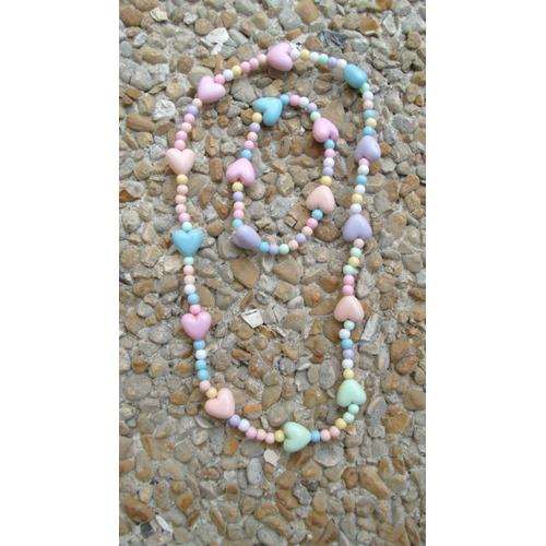 Collier Et Bracelet Perles Plastiques Pastels