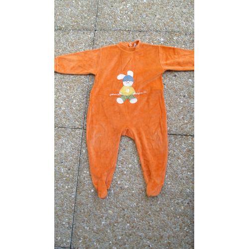 Dors Bien Orange Vif Velours Ras 18 Mois