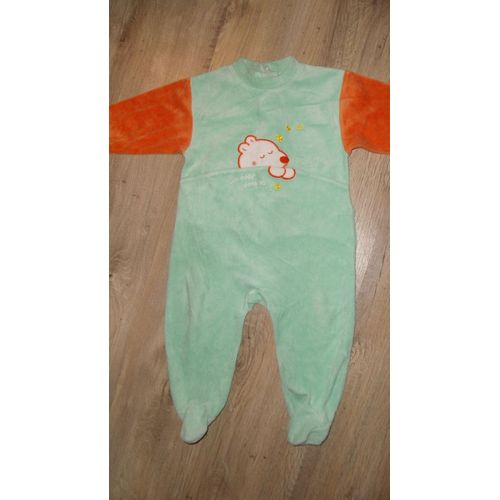 Dors Bien Vert Amande Orange Vif Velours Ras 18 Mois