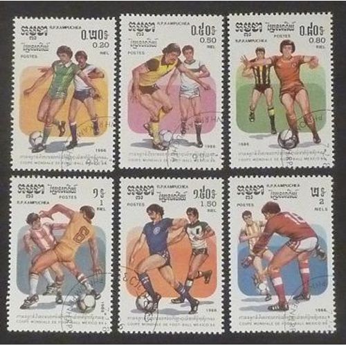Cambodge Oblitéré Y Et T N° 604 À 609 Lot De 6 Timbres De 1986 Coupe Du Monde Foot