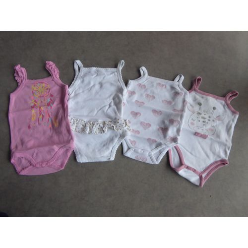 Lot 4 Bodies Bretelles Fille - 6 Mois
