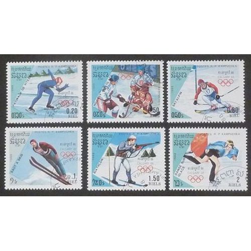 Cambodge Oblitéré Y Et T N° 775 À 780 Lot De 6 Timbres De 1988 J O Calgary