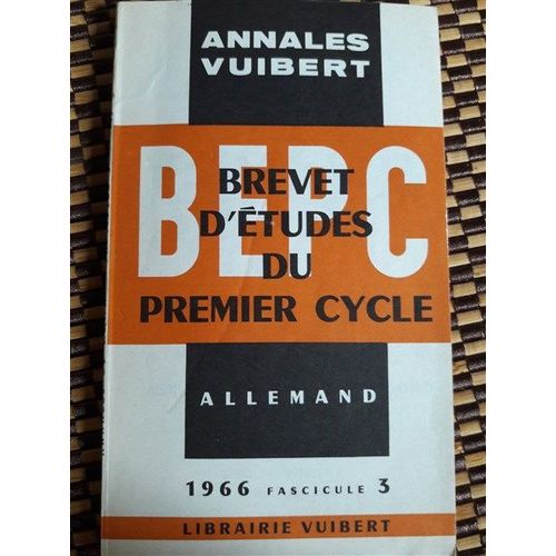 Bepc Allemand 1966 Fascicule 3