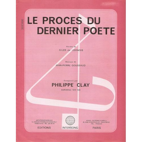 Partition Philippe Clay Le Procès Du Dernier Poète