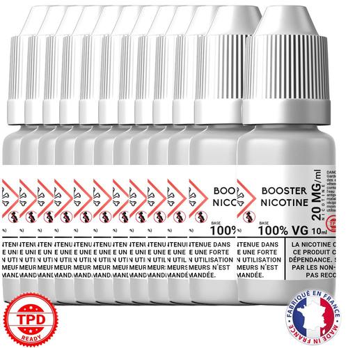 Pack Booster Nicotine 20 mg 10 ml 100% VG DIY Lot de 12 Bouteilles E-Liquides