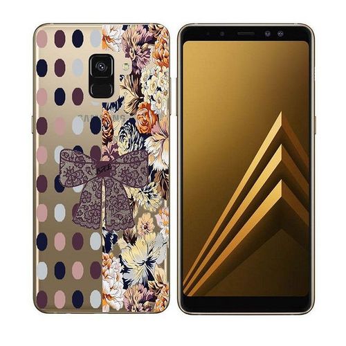 Coque Galaxy A6 Plus 2018 Pois Fleur Noeud Dentelle Bae Automne Prune